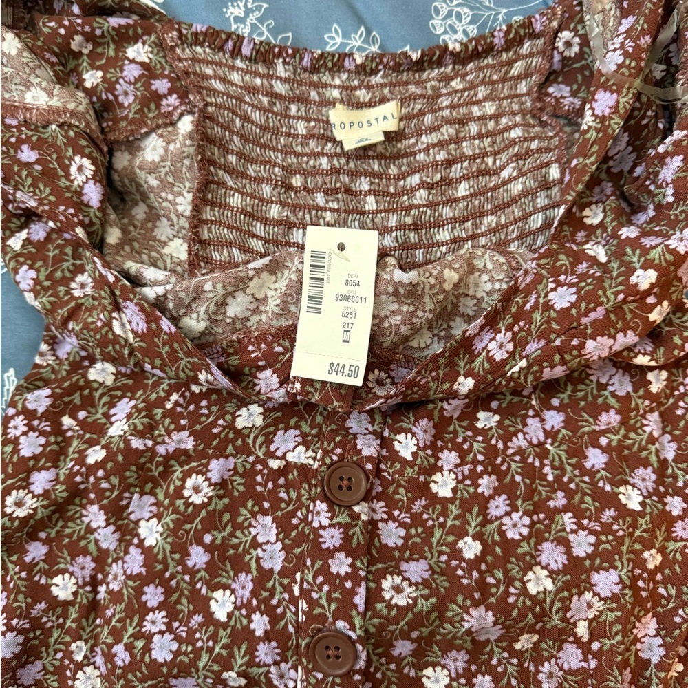 Aeropostale Women's Floral Brown Top